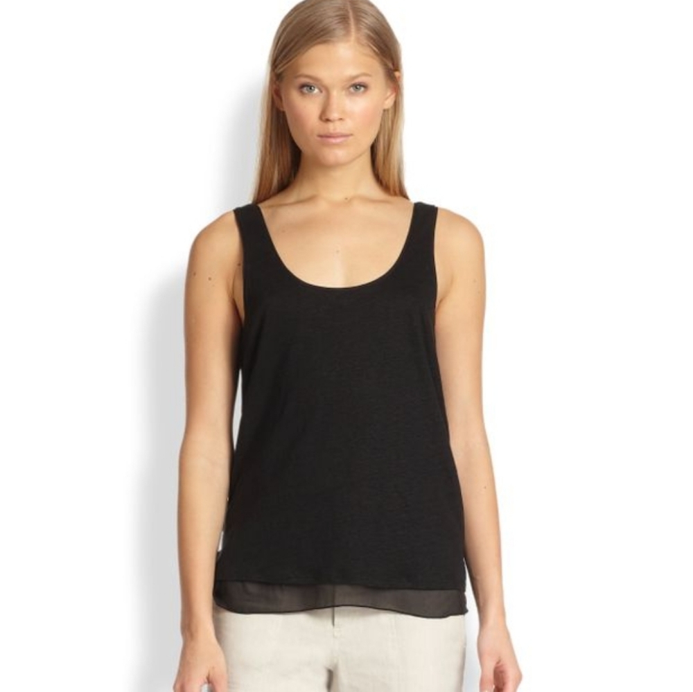 Vince Black Velvet Tank Top Small Sheer Underlay
